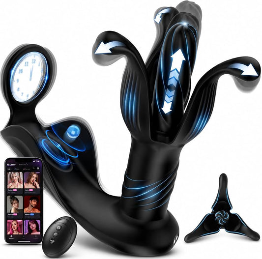 Omareon Ai powered tension shock prostate stimulator with anal expansion and balls stimulation