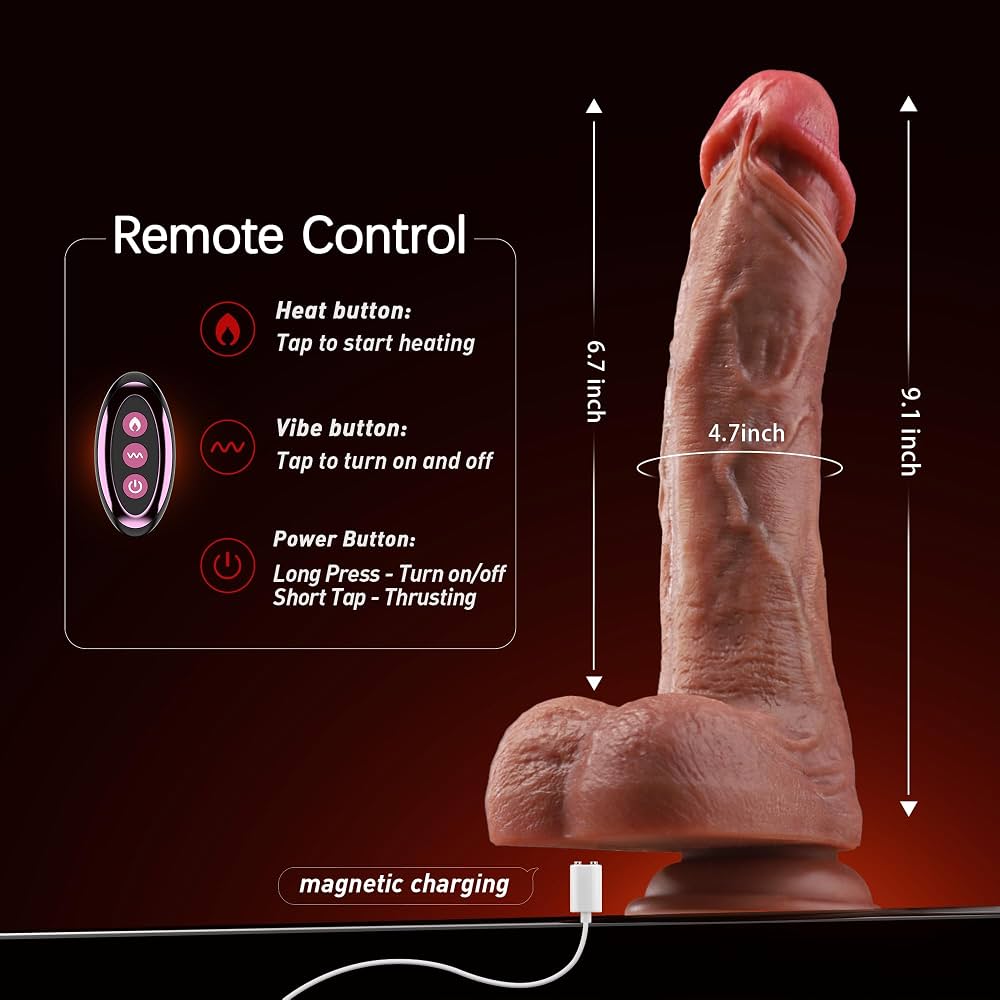 App controlled thrusting 8 inch dildo with smart heating
