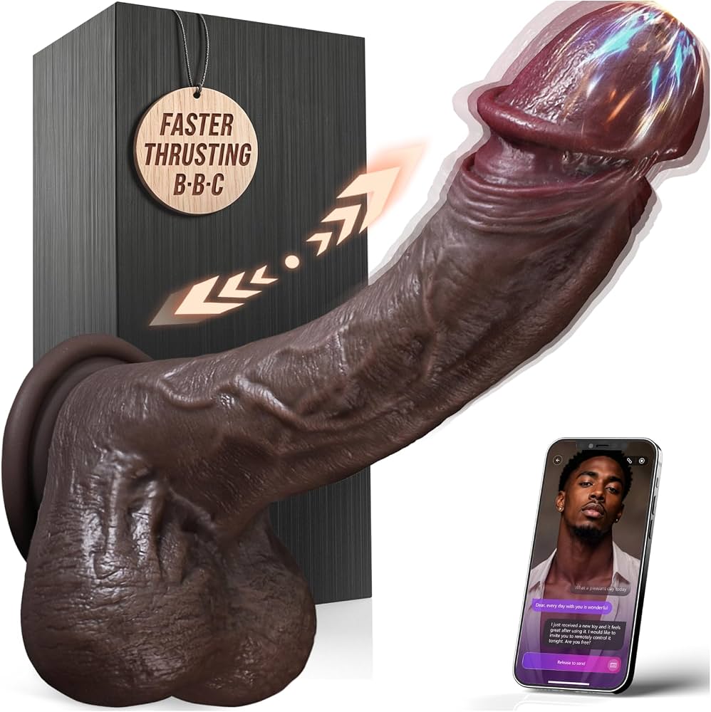 App controlled thrusting 8 inch dildo with smart heating