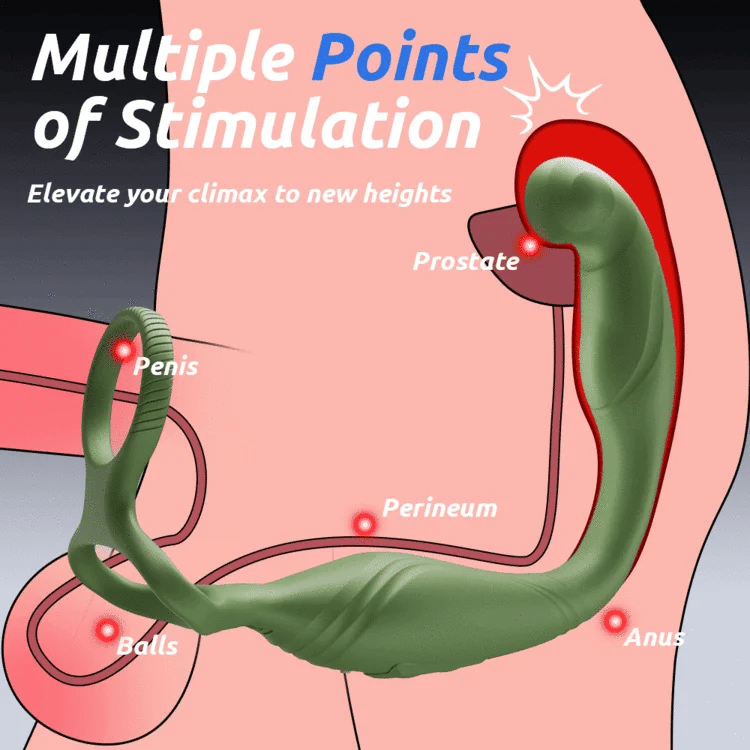 Omareon C shaped prostate traumatiser with cockring stimulation