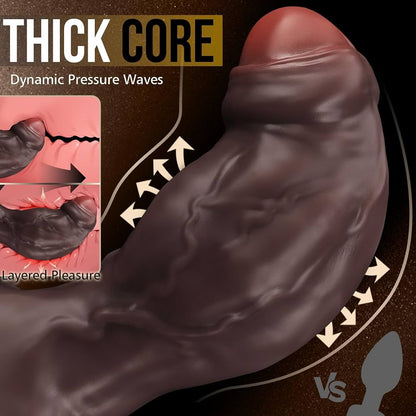 XXL Ebony Vibrating butt plug with cockring