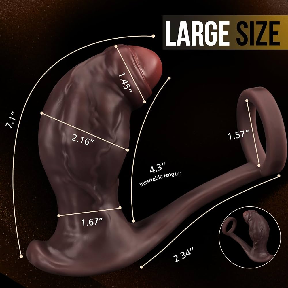 XXL Ebony Vibrating butt plug with cockring