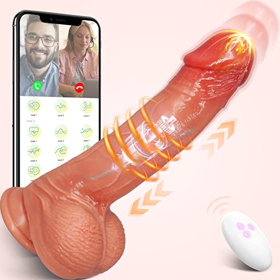 App controlled thrusting 8 inch dildo with smart heating
